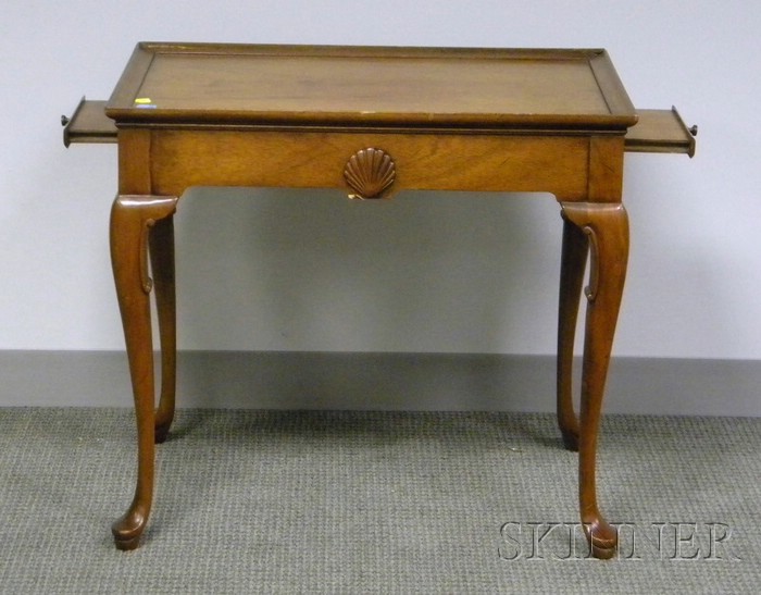 Appraisal: Queen Anne Style Carved Mahogany Tray-top Tea Table with end