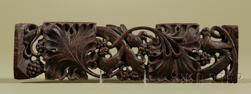 Appraisal: American Renaissance-style Carved Oak Openwork Panel th century carved and