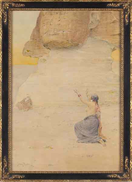 Appraisal: Henry Bacon Am - The Sphinxwatercolor on paper signed and