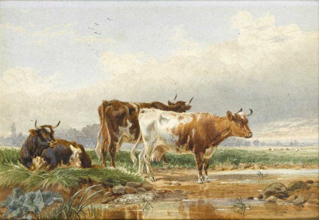 Appraisal: AFTER THOMAS SIDNEY COOPER CATTLE IN A MEADOW bears signature