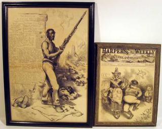 Appraisal: Pcs Harper's Weekly Cover Framed THOMAS NASH LITHOGRAPHS c Mother