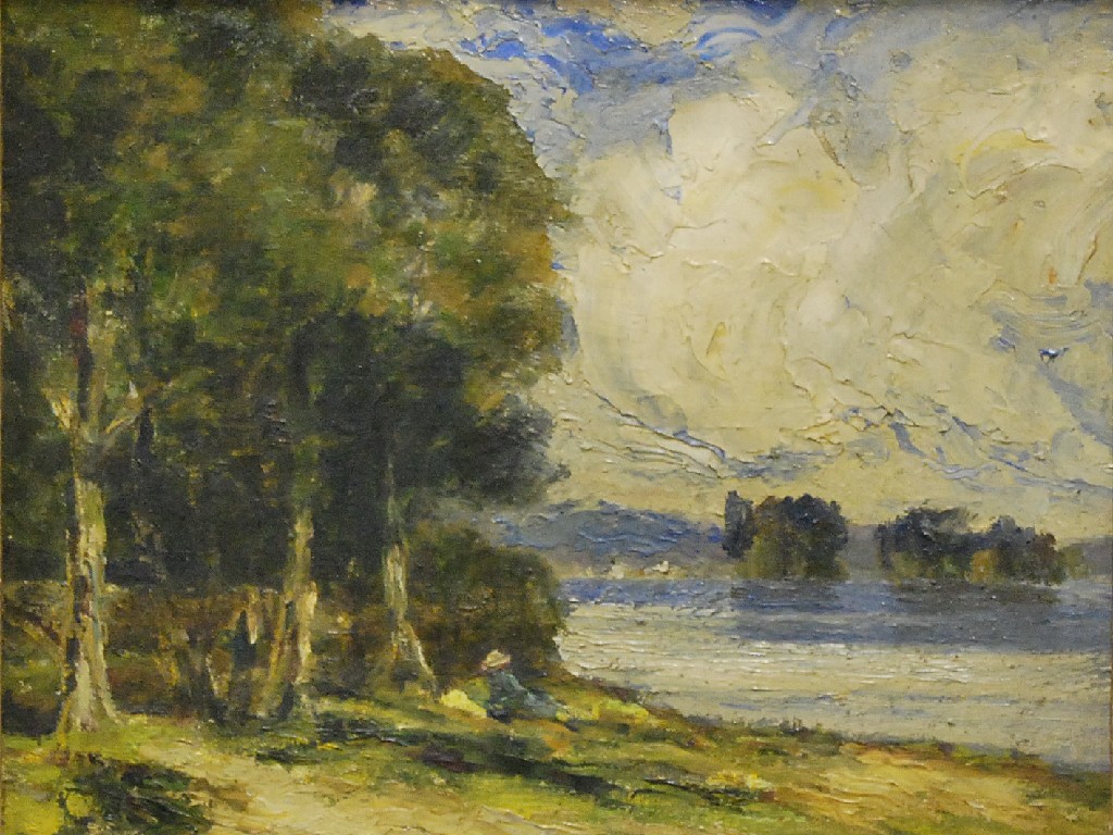 Appraisal: th century English school - Impressionistic landscape of trees beside