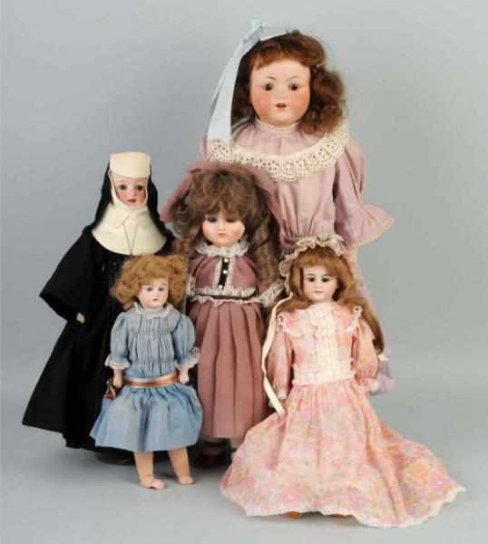 Appraisal: Lot of Bisque Girl Dolls Description One German bisque shoulder