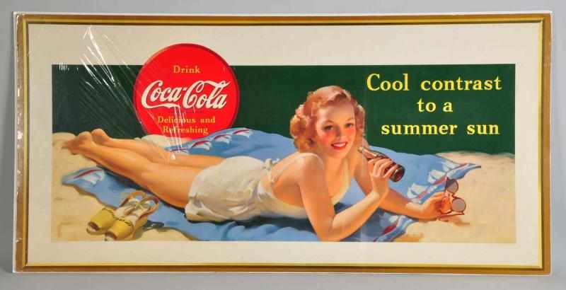 Appraisal: Large Horizontal Coca-Cola Poster Great artwork and graphics One strong