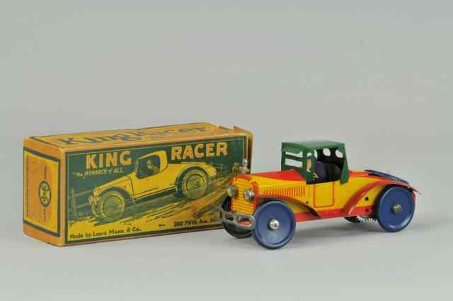 Appraisal: MARX BOXED ''KING RACER'' c lithographed tin seated driver spare