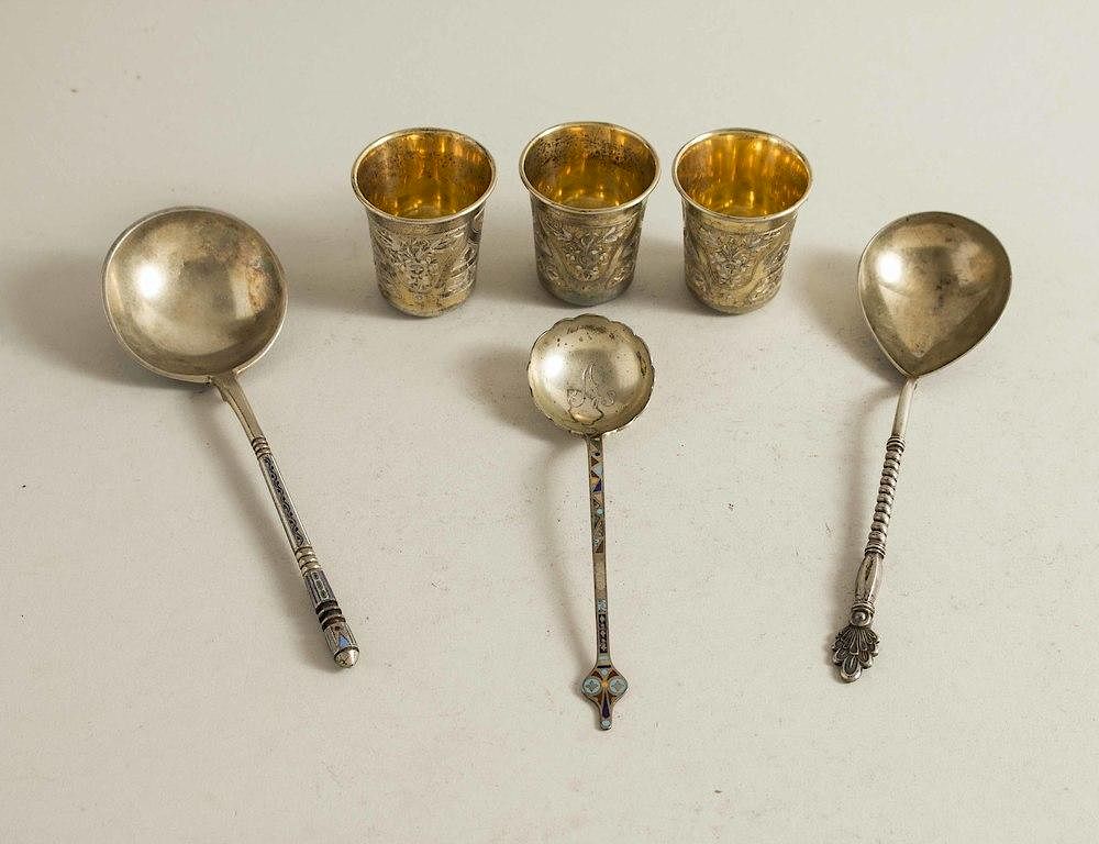 Appraisal: Assorted Russian Silver Items Assorted Russian silver items comprising three