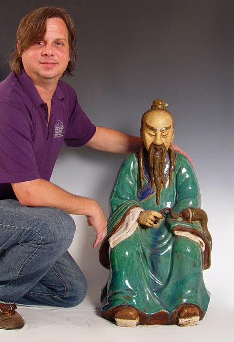 Appraisal: LARGE POLYCHROME CHINESE FIGURE Measures '' x '' x ''