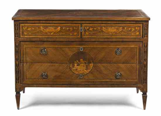 Appraisal: A Continental Marquetry Commode having a rectangular top inlaid with