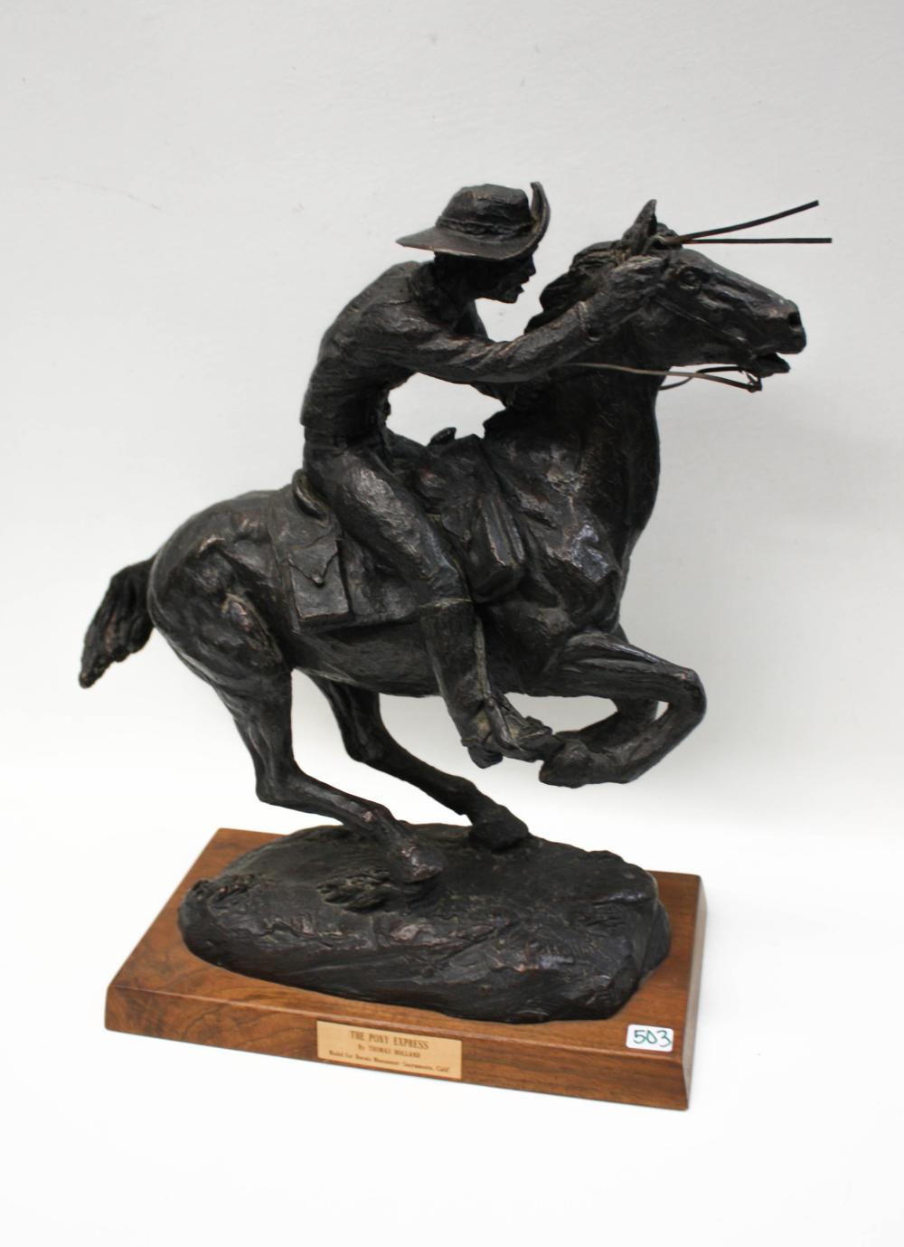 Appraisal: THE PONY EXPRESS CAST RESIN SCULPTURE after Thomas Holland bronze