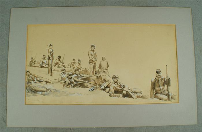 Appraisal: American School pen ink gouache illustrations of Civil War Soldiers