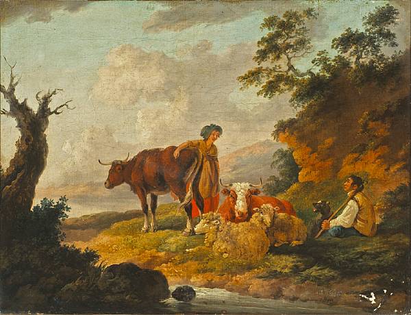 Appraisal: Peter La Cave British - A milkmaid and a shepherd