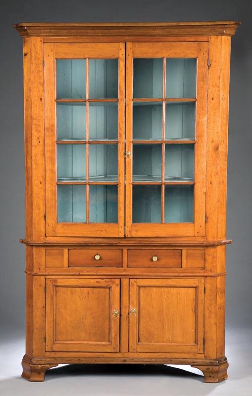 Appraisal: CHIPPENDALE CORNER CUPBOARD Ohio or Pennsylvania ca cherry and poplar