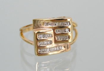 Appraisal: A Ladies' Diamond Baguette Ring in Gold k yellow gold