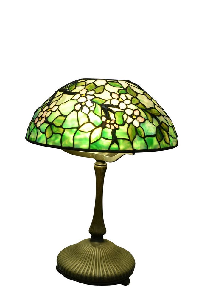 Appraisal: Tiffany Studios Apple Blossom Leaded Glass Table Lampshade having rare