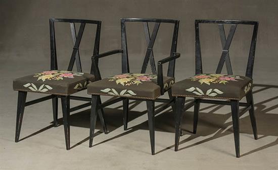 Appraisal: Set of Eight Tommi Parzinger Ebonized Wood Dining Chairs Designed