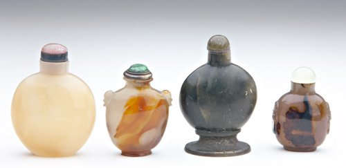 Appraisal: CHINESE SNUFF BOTTLES Four bottles th- th C three of