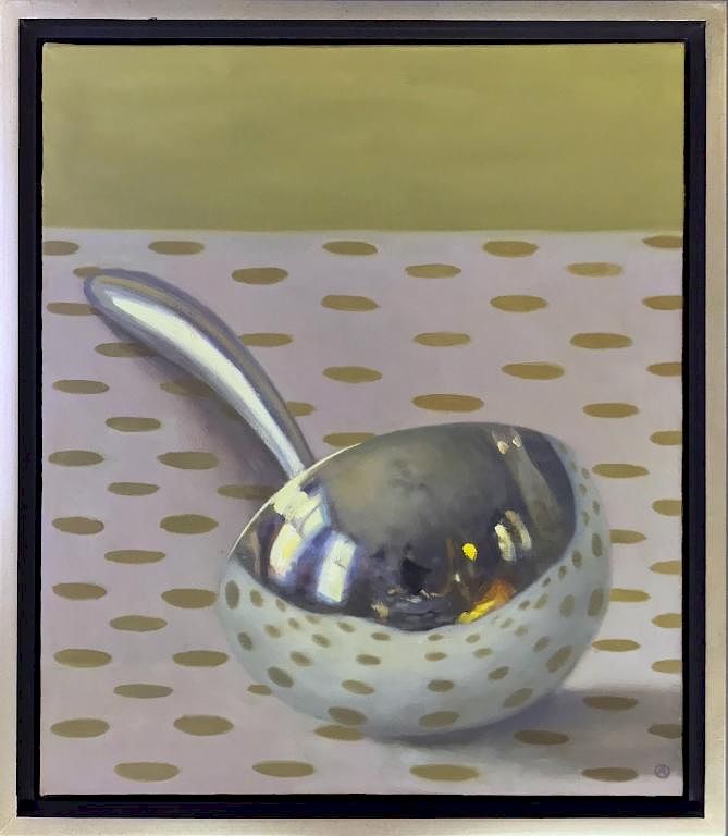 Appraisal: Olga Antonova Silver Ladle on Green Dots Olga Antonova Massachusetts