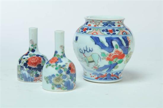 Appraisal: THREE MINIATURE VASES China attributed to the early th century