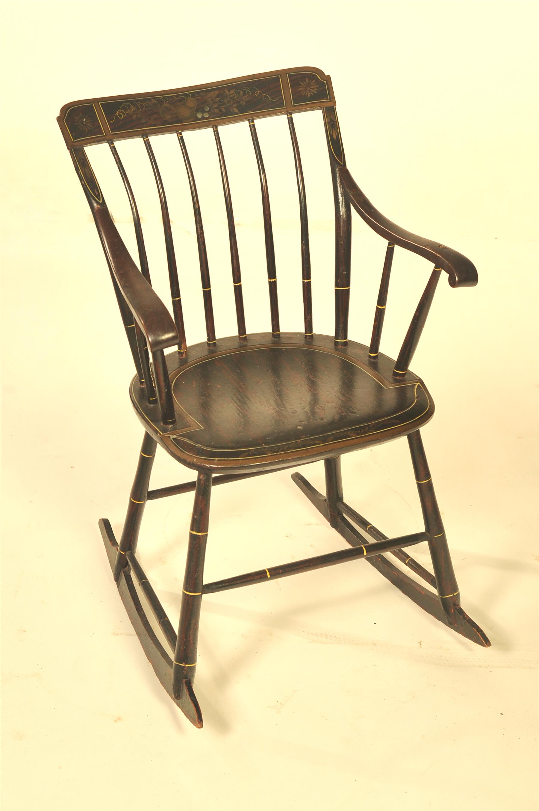 Appraisal: STEP-DOWN BACK WINDSOR ROCKER American st quarter- th century mixed