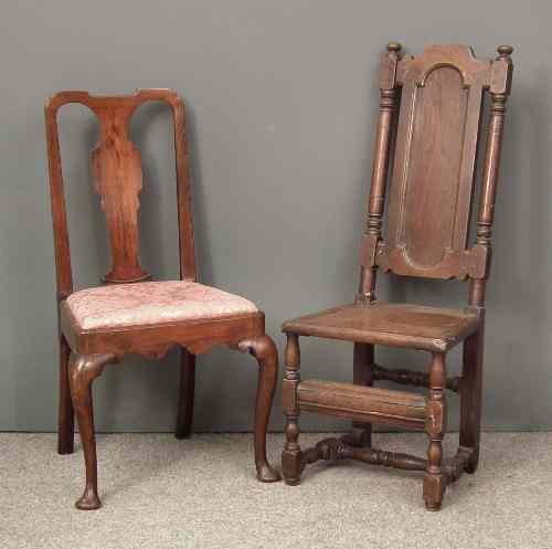 Appraisal: An th Century walnut dining chair with solid vase pattern