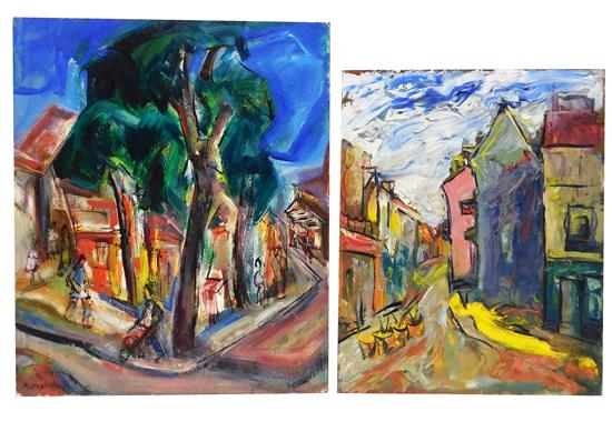 Appraisal: Marion Huse American - two unframed oils depicting French urban