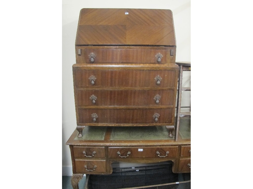 Appraisal: Reproduction kneehole desk and a writing bureau BH