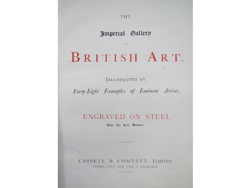 Appraisal: The Imperial Gallery of British Art illustrated by examples if