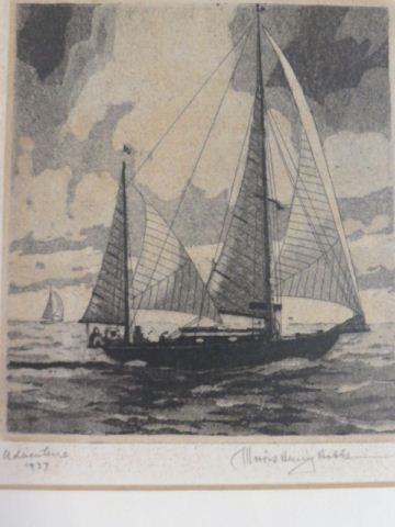 Appraisal: Morris Henry Hobbs etching Adventury sailing ships image area x