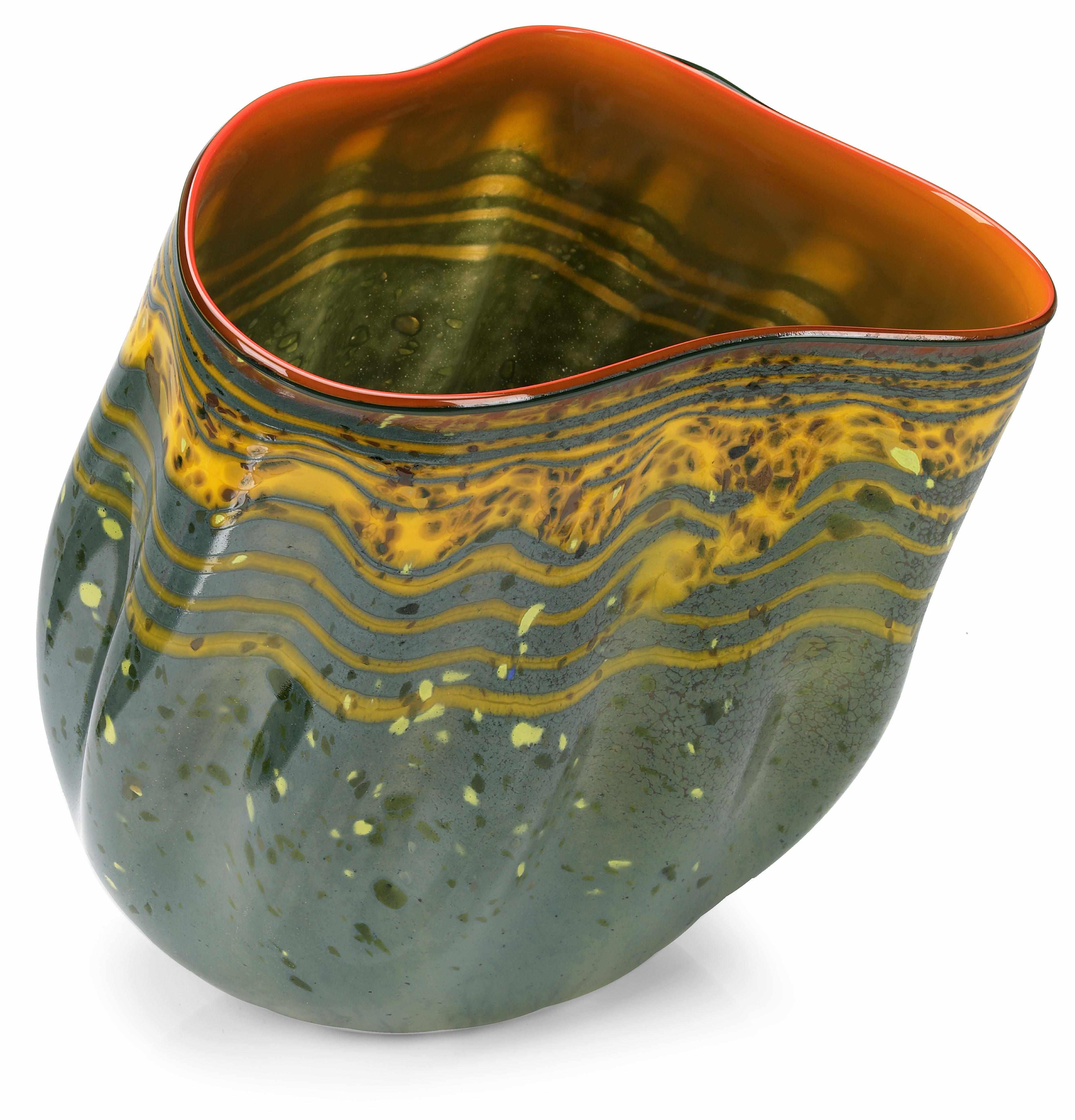 Appraisal: Dale Chihuly American born Yellow and Green Macchia with Orange