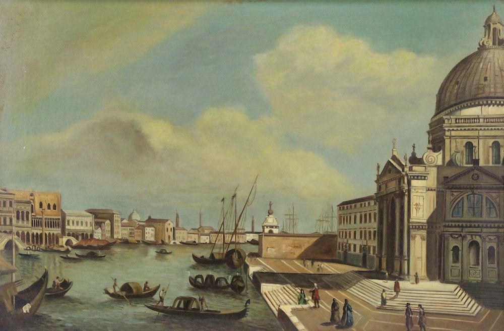 Appraisal: UNSIGNED th CENTURY Oil on Canvas Venetian Landscape Aparantly unsigned