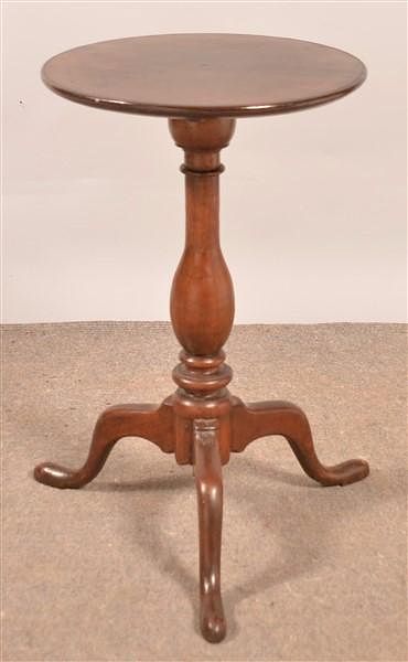 Appraisal: Queen Anne Walnut Pedestal Candlestand Queen Anne Walnut Pedestal Candlestand