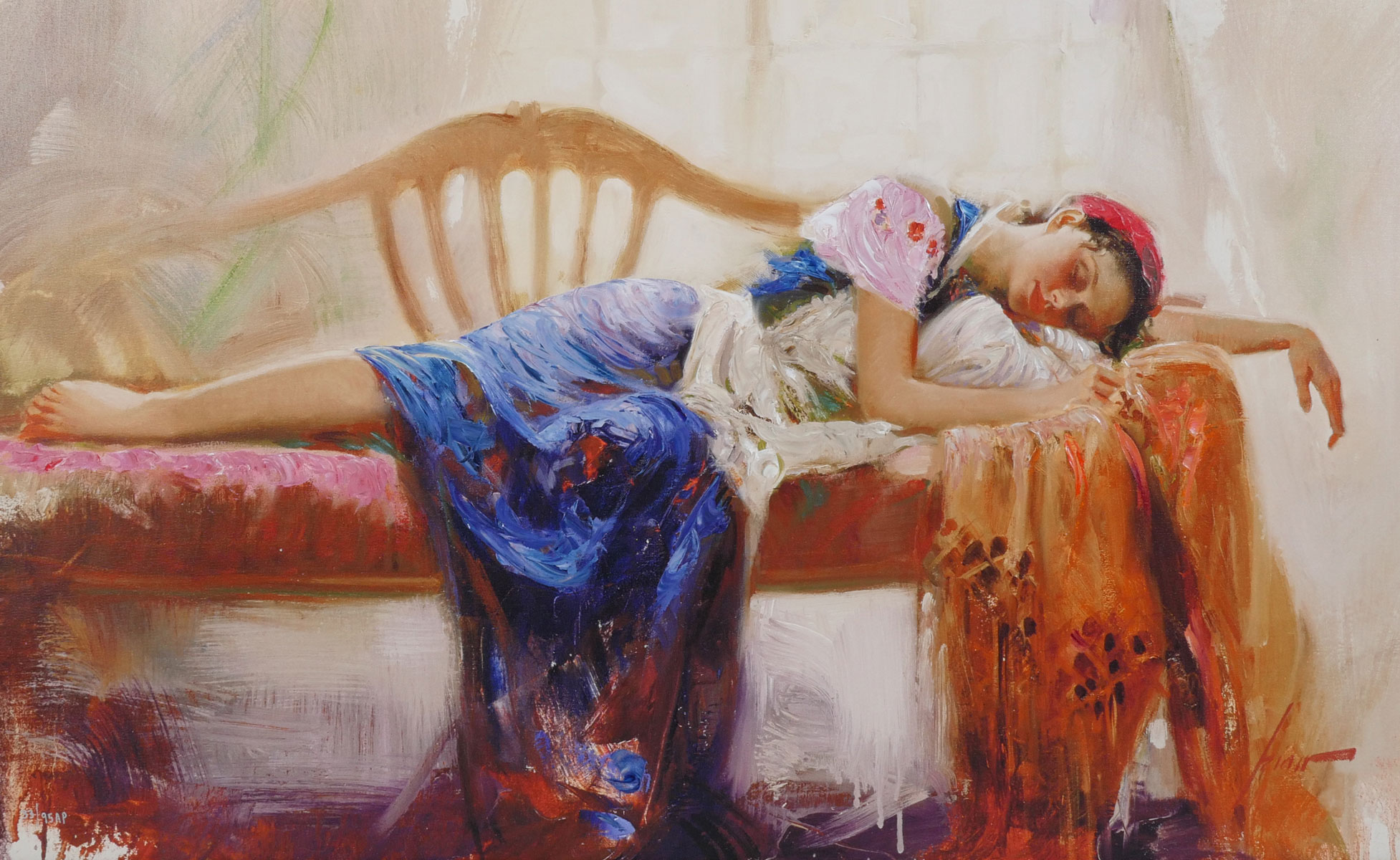 Appraisal: PINO Giuseppe American Italian - ''At Rest'' Hand-Embellished Giclee Canvas