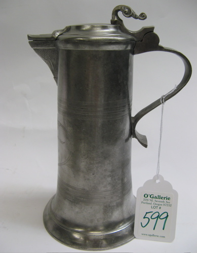 Appraisal: TH CENTURY GERMAN PEWTER TANKARD having an engraved spout and