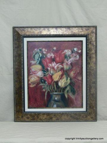 Appraisal: Oil on Canvas Board Painting Tulip Bouquet - Artist signed