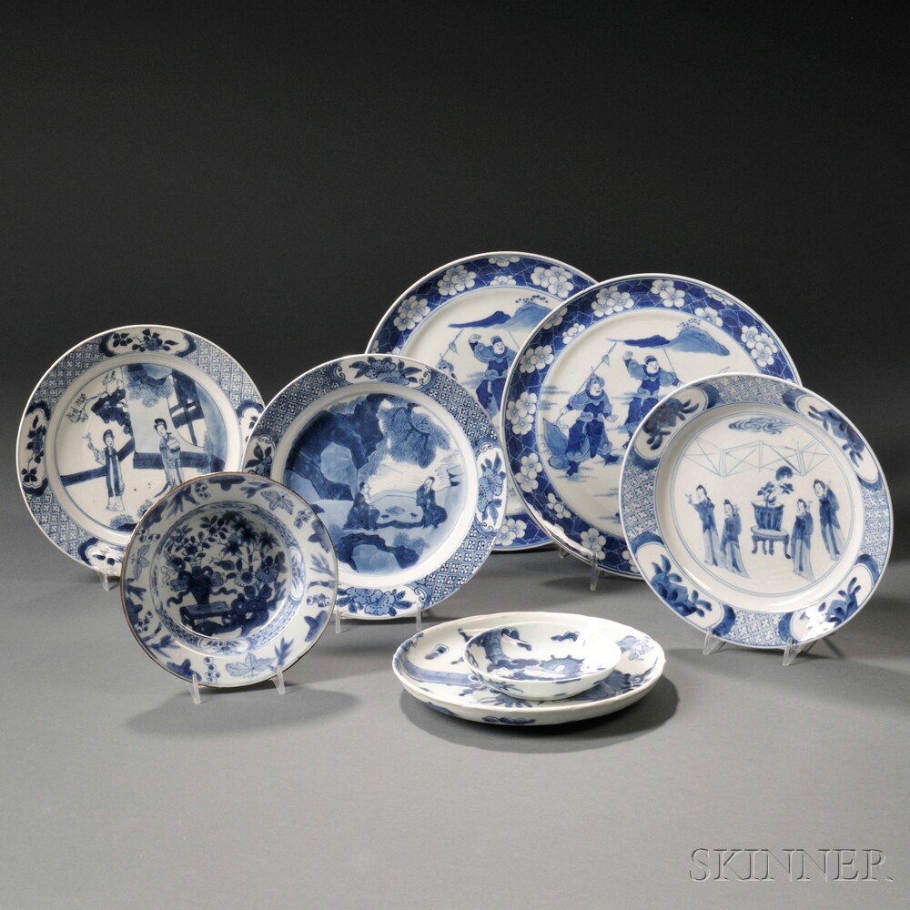 Appraisal: Eight Blue and White Tableware Items China th early th