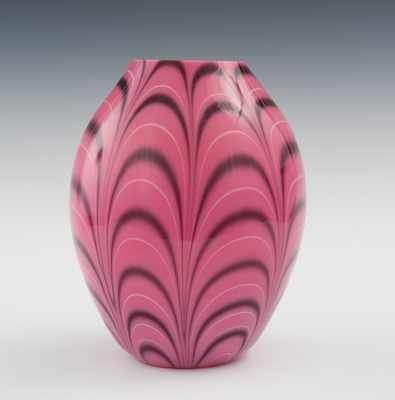 Appraisal: A Signed Fenton Experimental Vase dated Raspberry pink with black