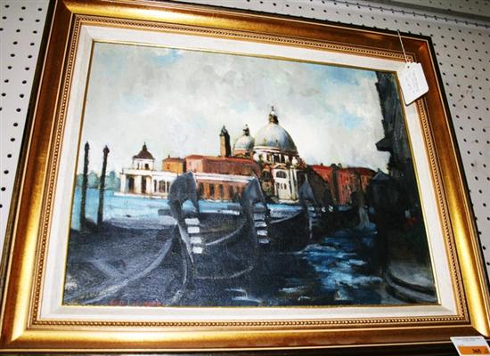 Appraisal: Dale Johnson th century VENICE CANAL SCENE oil on canvas