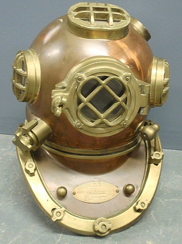 Appraisal: - Reproduction brass and copper U S Navy diving helmet