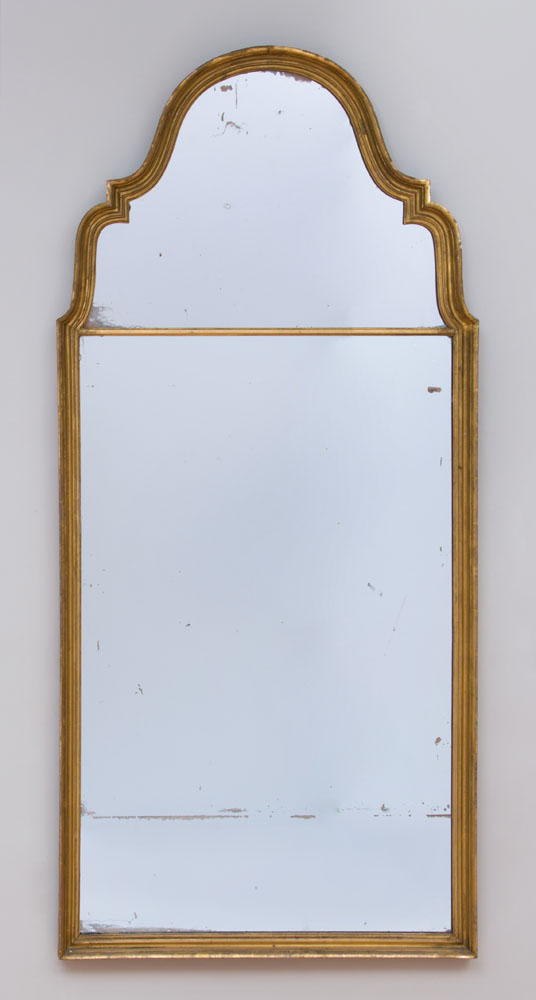 Appraisal: PAIR OF QUEEN ANNE STYLE GILTWOOD MIRRORS With divided mirror