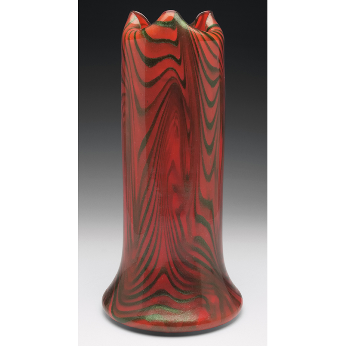 Appraisal: Loetz vase attribution cylindrical shapewith flared base and trefoil top