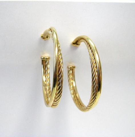 Appraisal: Pair of David Yurman K yellow gold cable and smooth