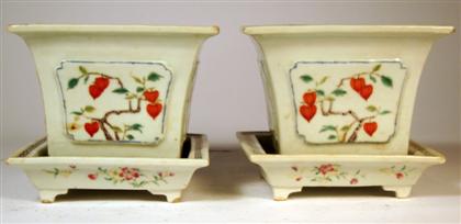 Appraisal: Pair of Chinese famille rose porcelain jardinieres on stands th