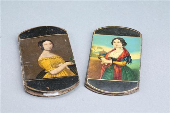 Appraisal: TWO DECORATED CIGAR CASES Probably German th century lacquered papier