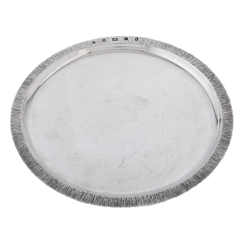 Appraisal: An Elizabeth II modernist silver salver cm diam maker's mark