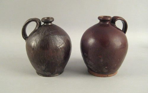 Appraisal: Two redware ovoid jugs th c h