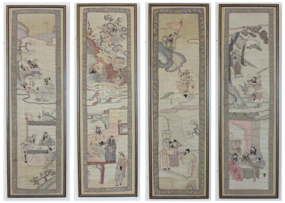 Appraisal: A SET OF FOUR PICTORIAL KESI K'O-SSU TAPESTRIES Chinese late