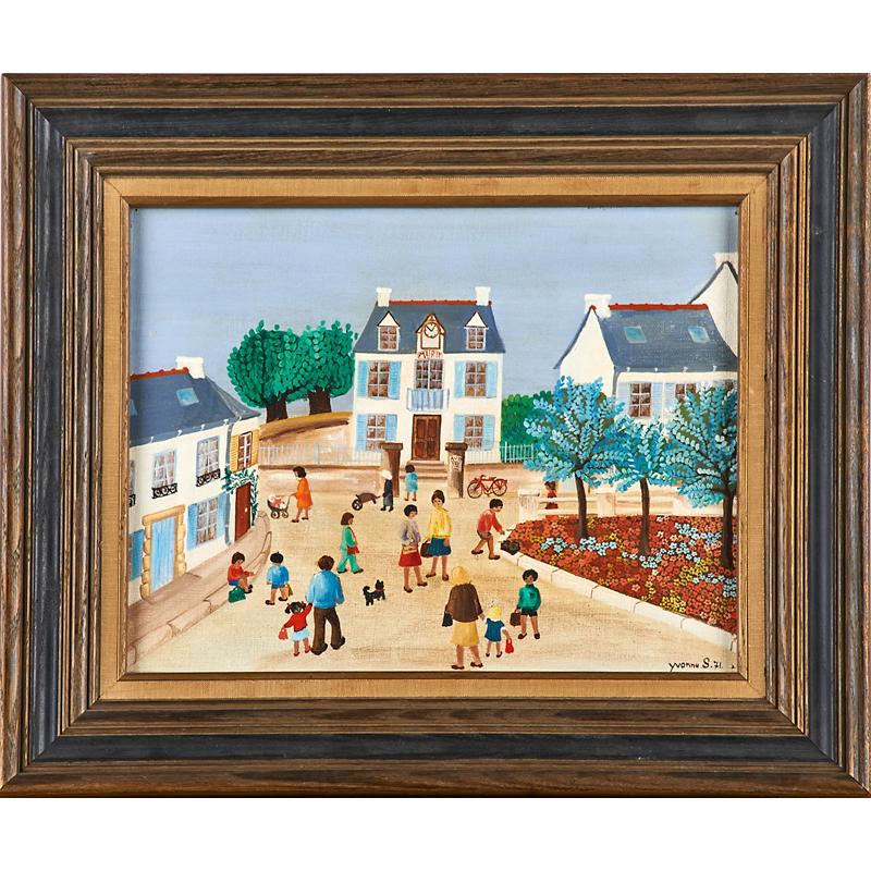 Appraisal: NAIVE PAINTINGS th C Condition Report Both good condition Village