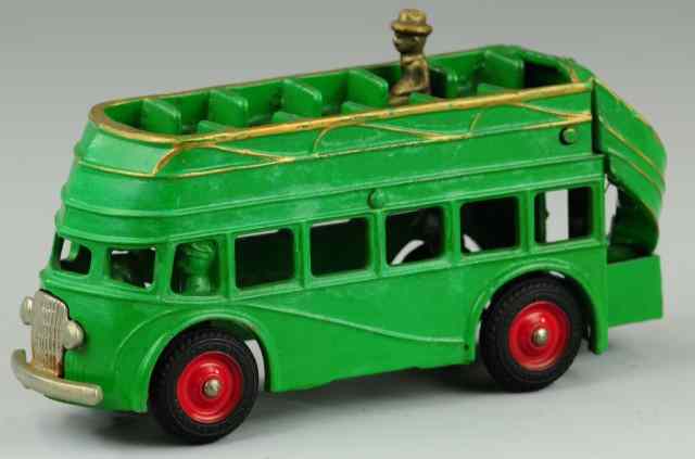 Appraisal: ARCADE DOUBLE DECKER BUS Cast iron painted in green overall