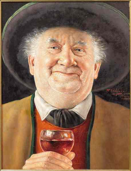 Appraisal: OTTO EICHINGER - MAN WITH WINE Oil on panel signed