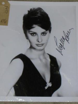 Appraisal: An autographed photograph of Sophia Loren x